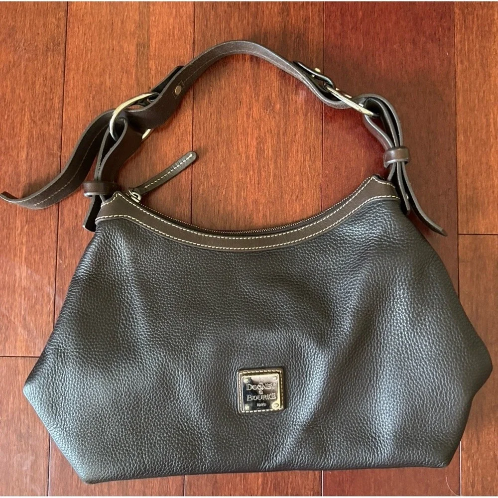 Dooney & Bourke Brown Pebble Grain Leather Hobo Shoulder Bag